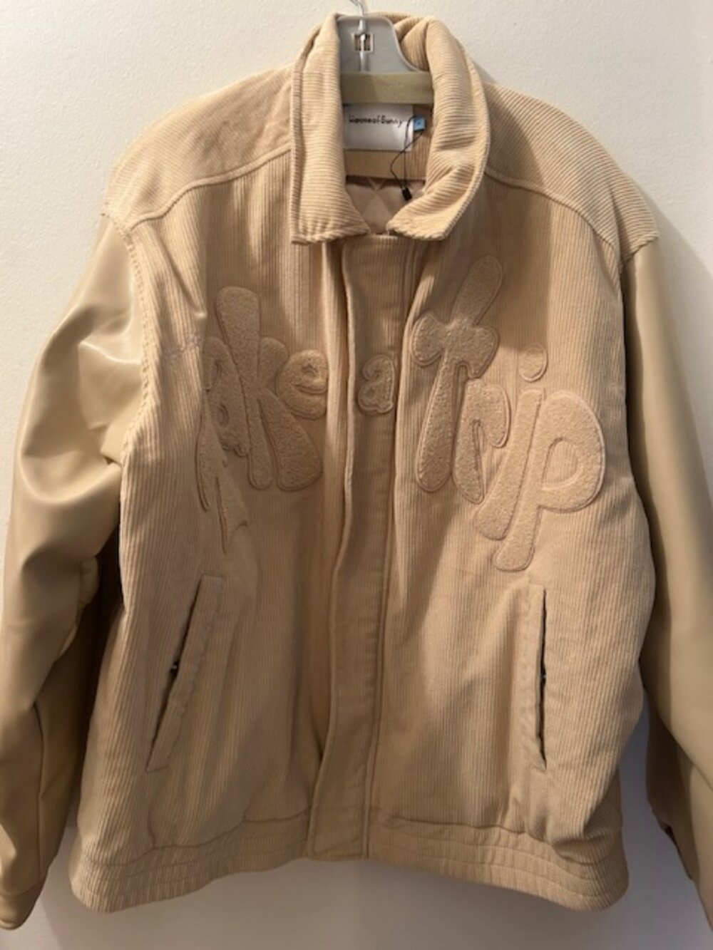 Free People House of Sunny Take a Trip Stone Tan Cord Quilt Bomber Jacket NEW - Picture 11 of 16